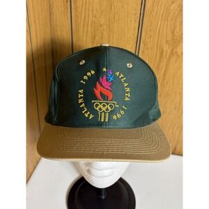 Vintage 1996 Atlanta Olympics Snapback Hat Green Logo 7 90s
